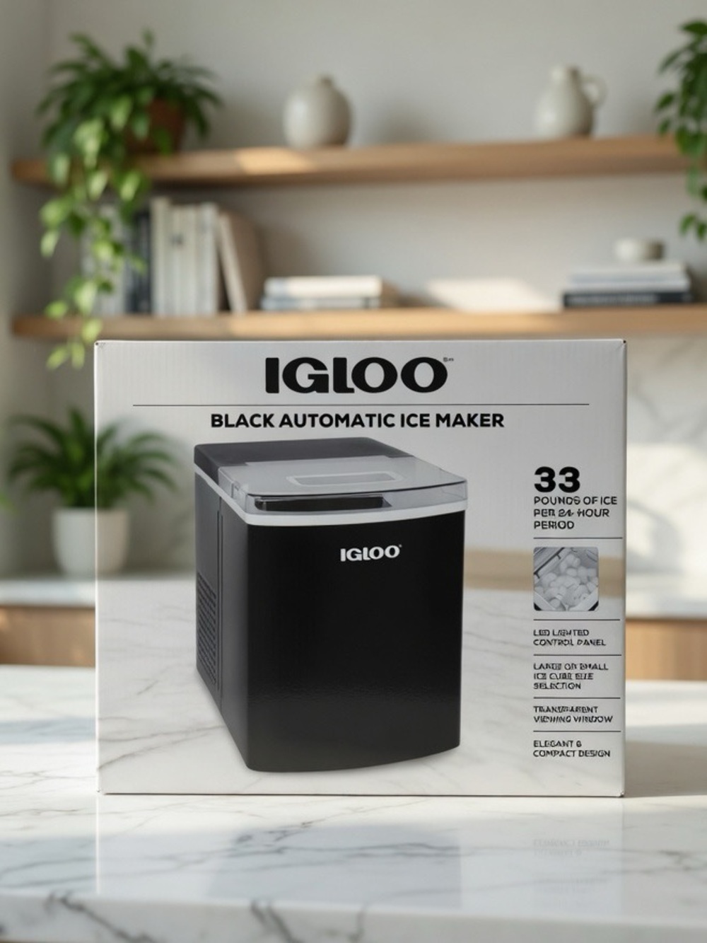 Igloo Black Automatic and Portable Ice Maker 33 lbs in 24 Hrs (Black)